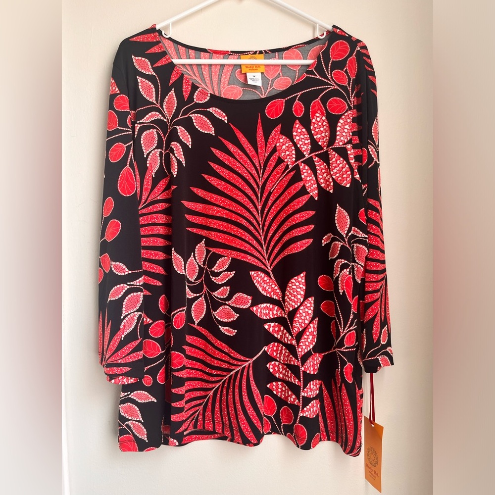 Ruby Road Black and Red Dress Top